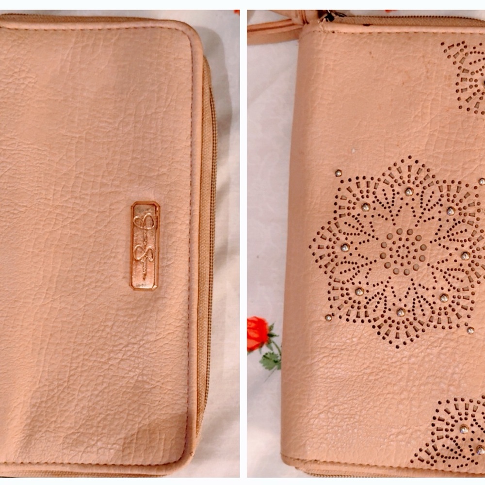 Jessica Simpson Blush Wallet with Floral Cutouts and Steve Madden Blush Wallet